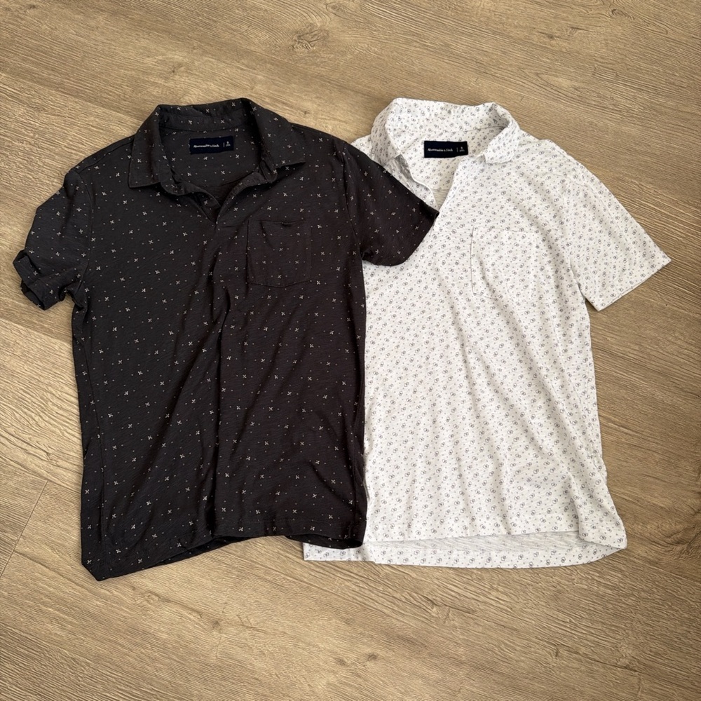 Abercrombie & Fitch Men’s Polo Pair — Black & White Printed